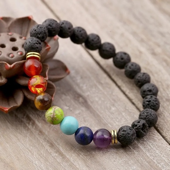 Jewelry - 💖 5 items for $25 Sale! 💖 Natural Lava Stone 7 Chakras Bracelet